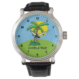 Montre à poignet de dessin en palmier