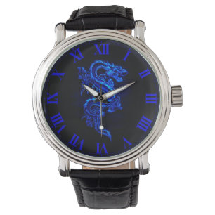 Montre à poignet de dragon bleu asiatique