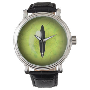 Montre à poignet de l'oeil de serpent jaune vert c