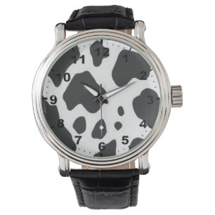 Montre à poignet design "Impression de vache"