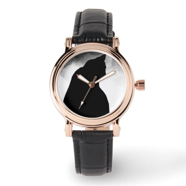 Montre à poignet en silhouette de chat noir (Recto)