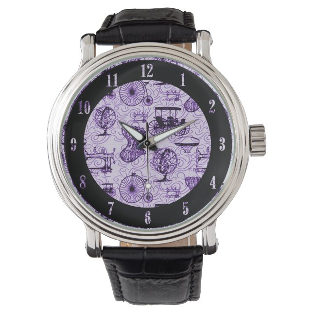 Montre à poignet Motif en vapeur violet (devant)