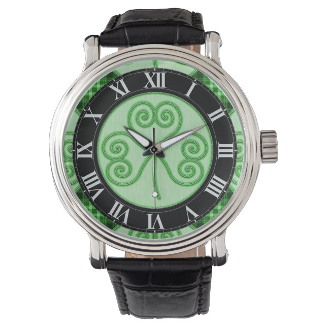 Montre à poignet Shamrock vert et noir (devant)