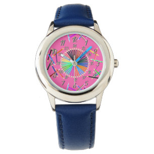 Montre à roue chromatique rose bleu