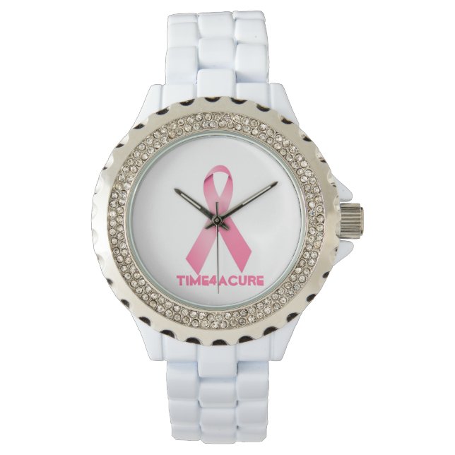 Montre à ruban rose Cancer du sein (devant)