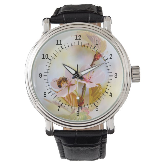 Montre Abeille Sur Une Fleur De Cerise (devant)