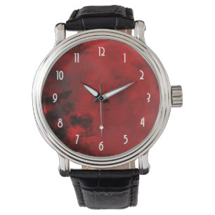 Montre Abstrait noir et rouge moderne - Créatif et Artist