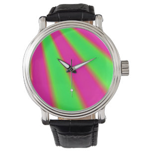 Montre Abstrait rose et vert
