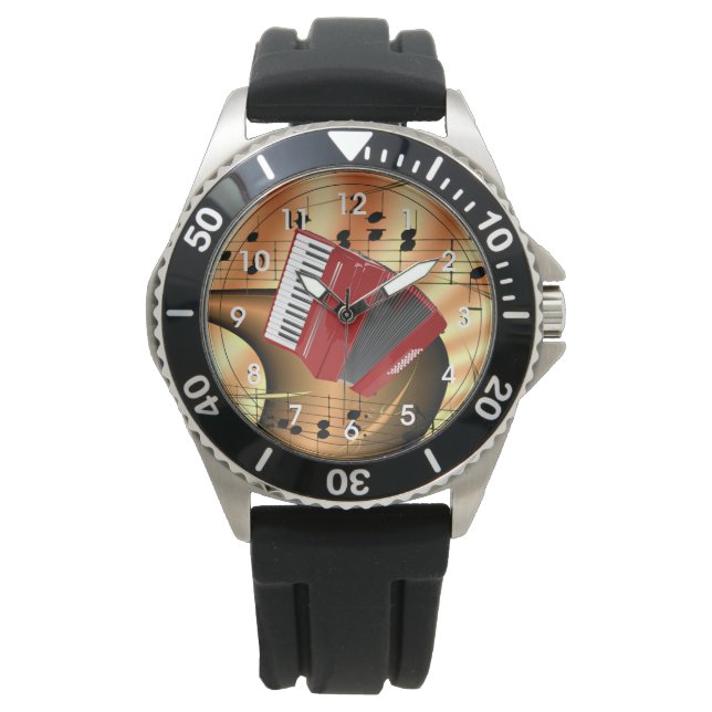Montre Accordéon rouge Conception abstraite (devant)