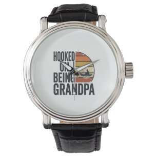 Montre Accro à être grand-père pêche rétro vecteur concep