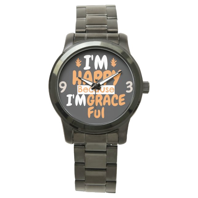 Montre Action de grâce Joyeux et gracieux | Thème Automne (devant)