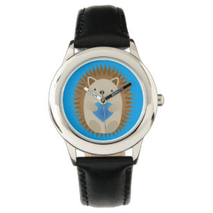 Montre Adorable Hérisson embrassant un Coeur Bleu