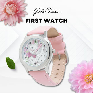 Montre Adorable Kitten PInk Flowers Girl's First