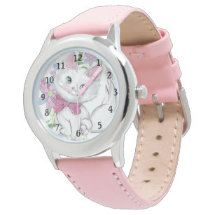 Montre Adorable Kitten PInk Flowers Girl's First