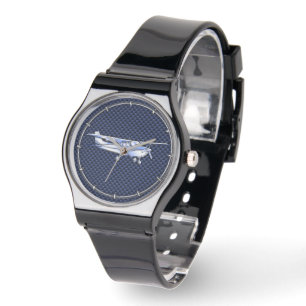Montre Aéronef Classique Chrome Cessna Flying Carbon Fibr