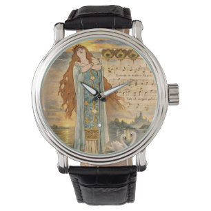 Montre Affiche Art Nouveau Elsa Lohengrin avec des cygnes