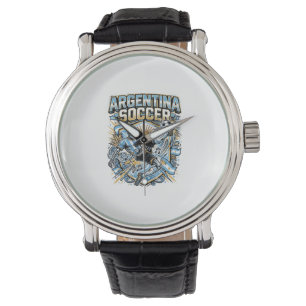 Montre Affiche des Nations de football squelette d'Argent