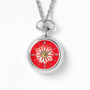 Montre Afrique / Gazania - Rouge et blanc rayé
