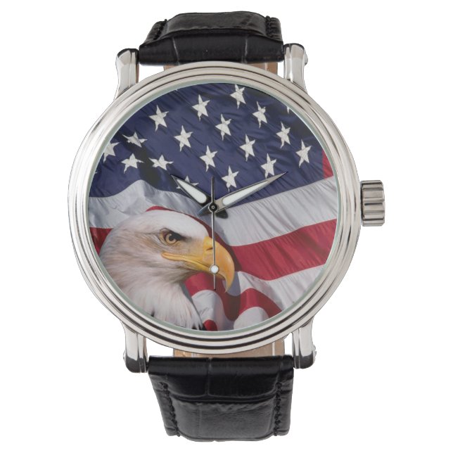 Montre Aigle à tête blanche avec drapeau américain (devant)