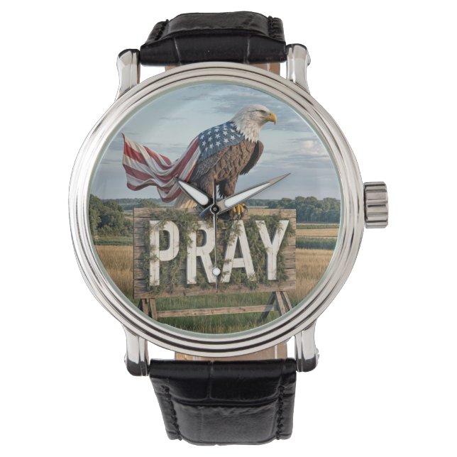 Montre Aigle à tête blanche avec signe de prière rustique (devant)