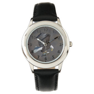 Montre Aigle chauve regardant un poisson
