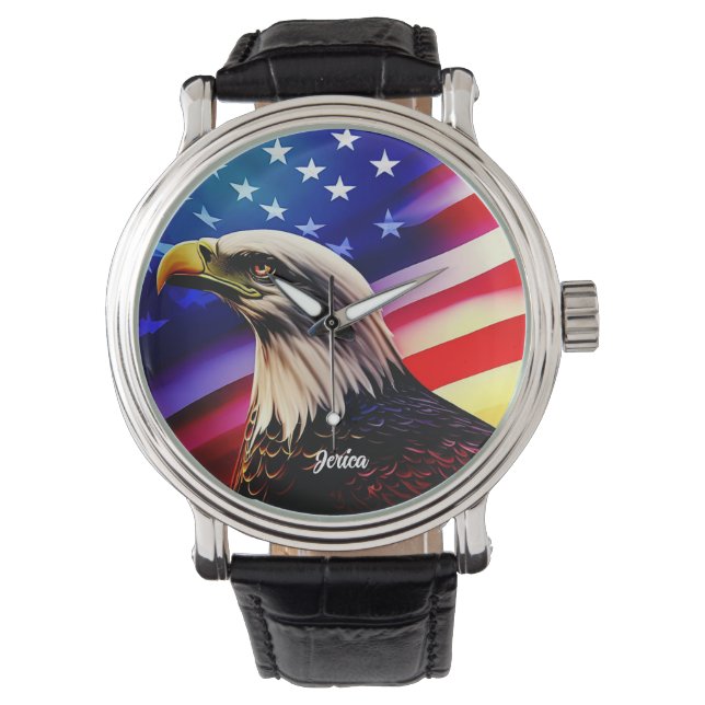 Montre Aigle patriotique rouge, blanc et bleu (devant)