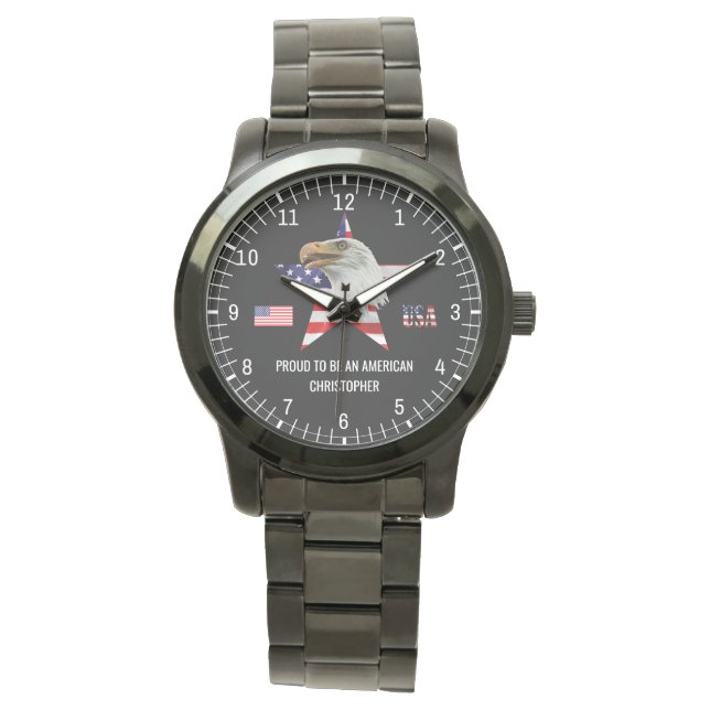 Montre Aigle Vigilant, Drapeau Américain, Patriotique (devant)