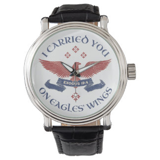 Montre Ailes d'aigle Écriture Exode 19:4 Rouge/Bleu