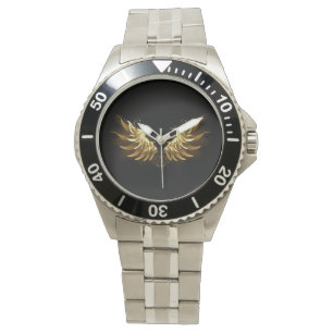 Montre Ailes d'Ange d'or sur arrière - plan noir