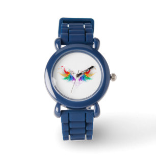 Montre Ailes fluffy arc-en-ciel