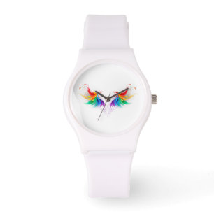 Montre Ailes fluffy arc-en-ciel