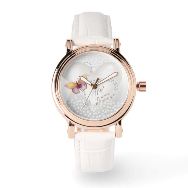 Montre Aimer toujours Papillon cardiaque Argent (Recto)