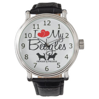 Montre Aimez mes deux Beagles