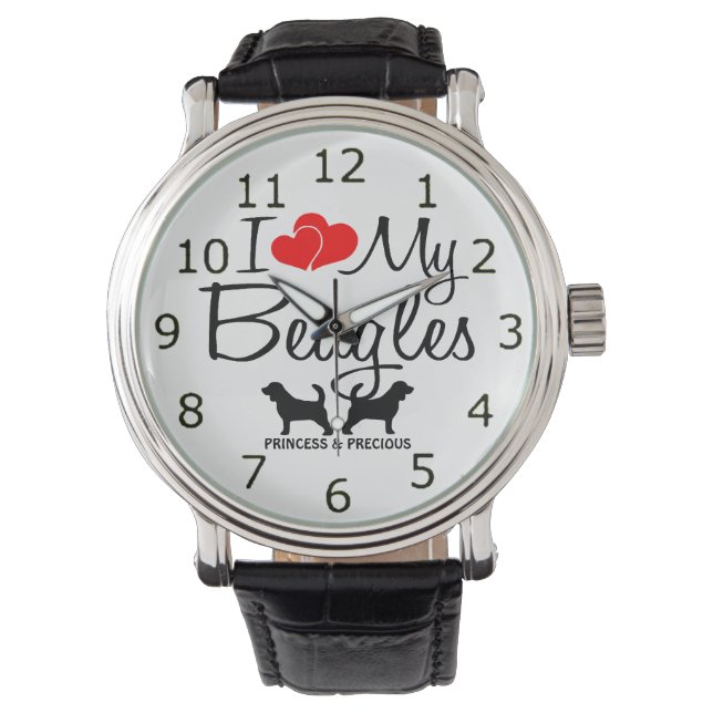 Montre Aimez mes deux Beagles (devant)