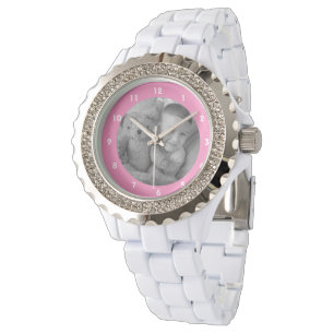 Montre Ajouter une photo de Rhinestone rose maman ou gran