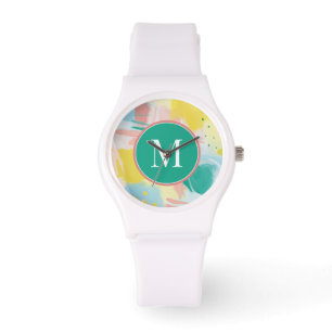 Montre Ajouter votre initiale Abstrait visage frais