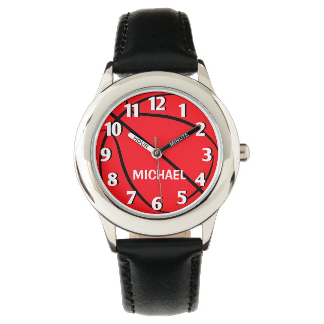 Montre Ajouter Votre Nom Basketball Kids noir (devant)