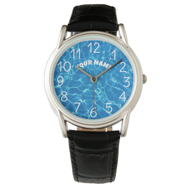Montre Ajouter votre nom et photo Piscine Eau (devant)