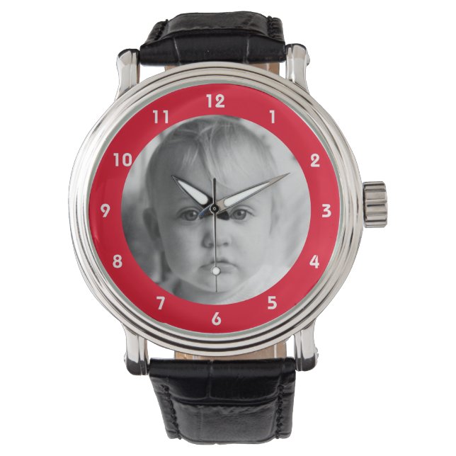 Montre Ajouter votre photo memento pour Papa rouge (devant)