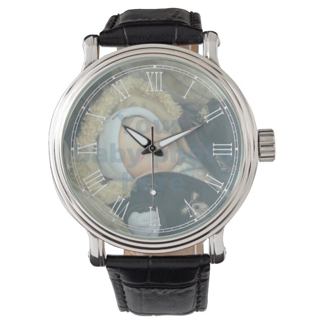 Montre Ajouter votre propre photo Roman numere visage bla (devant)