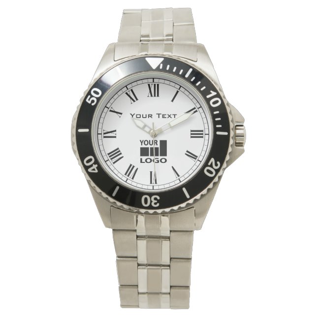 Montre Ajouter votre texte et logo Numéros romains antiqu (devant)
