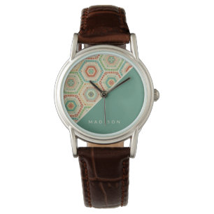 Montre Ajoutez votre nom   Motif de l'Hexagon du sud-oues