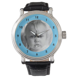 Montre Ajoutez votre photo-souvenir pour le bleu papa
