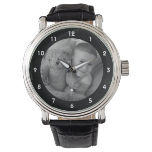 Montre Ajoutez votre photo-souvenir pour Papa noir
