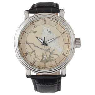 Montre Album d'oiseau et de fleur, cacatoès et camélia