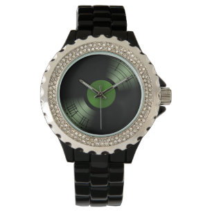 Montre Album rock n roll Vinyl Record en vert
