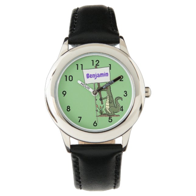 Montre Aligator de crocodile drôle avec dessin animé (devant)