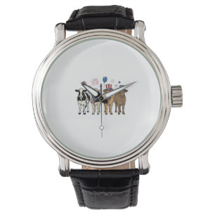 Montre Alignement de vaches patriotiques dessin de t-shir