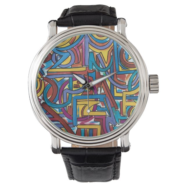 Montre All Paths Go There-Hand Painted Abstract Art (devant)