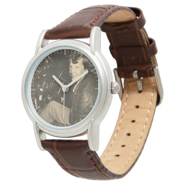Montre Amelia Earhart Avion Cockpit Photo 1937 Femmes (Incliné)